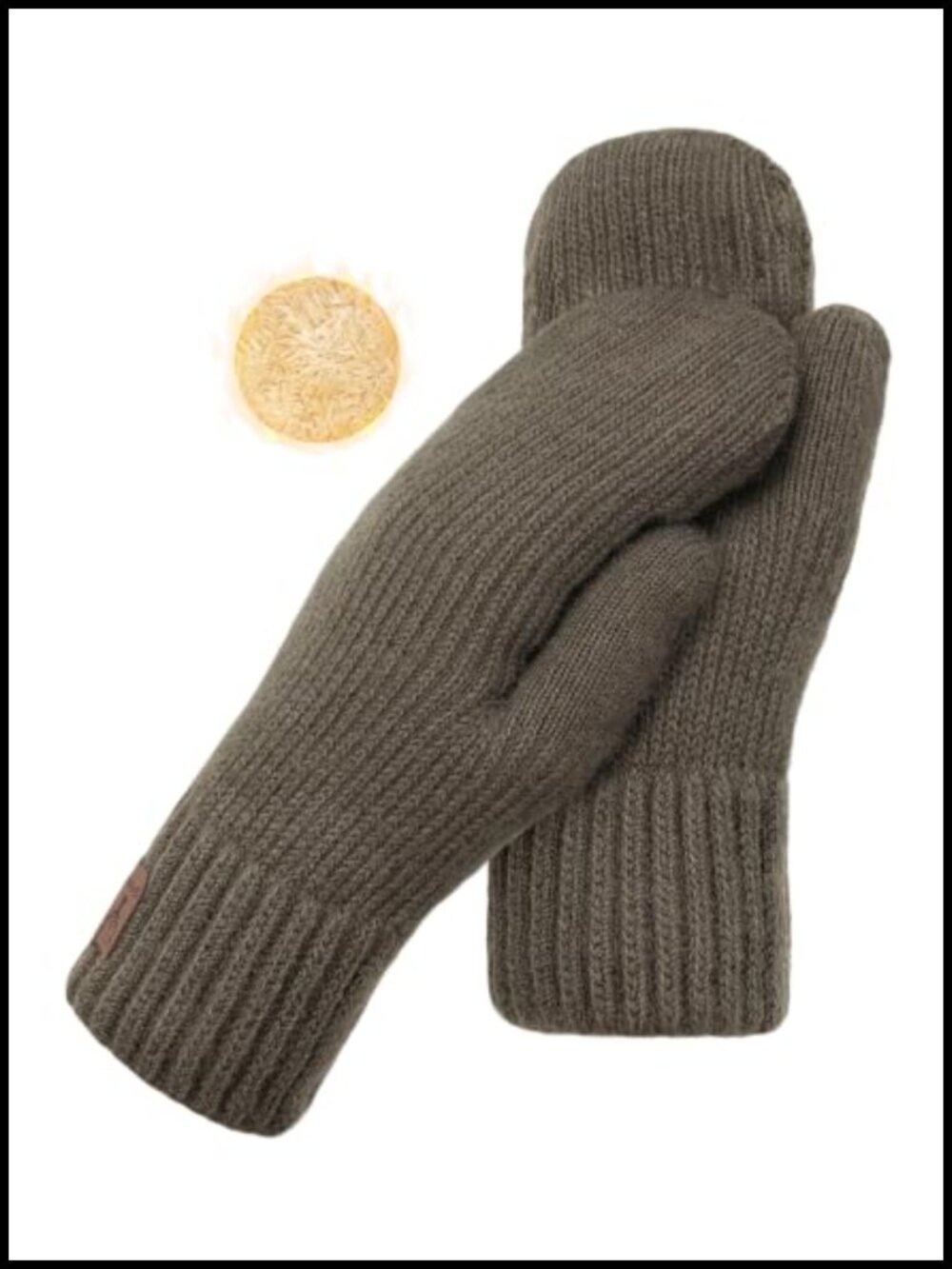 Warm Fleece Lined Knit Mittens for Women Thermal Winter Cold Weather